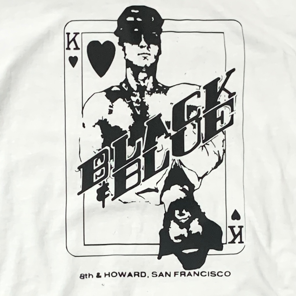 Handmade Black and Blue Club SF T-Shirt on American Apparel Fine Jersey T-Shirt